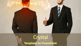  Presentation with weapon - Amazing theme having deal devil - angry businessman hiding a weapon backdrop and a tawny brown colored foreground