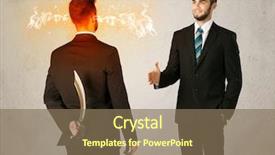  Presentation with weapon - Amazing PPT theme having deal devil - angry businessman hiding a weapon backdrop and a  colored foreground