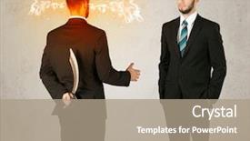  Presentation with weapon - Audience pleasing slides consisting of deal devil - angry businessman hiding a weapon backdrop and a coral colored foreground