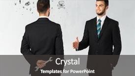  Presentation with weapon - Beautiful slides featuring deal devil - ruthless businessman handshake with hiding backdrop and a  colored foreground