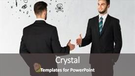  Presentation with weapon - Presentation theme consisting of deal devil - ruthless businessman handshake with hiding background and a  colored foreground