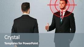  Presentation with weapon - Audience pleasing theme consisting of deal devil - ruthless businessman handshake backdrop and a gray colored foreground