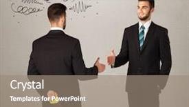  Presentation with weapon - Slides with deal devil - ruthless businessman handshake background and a  colored foreground