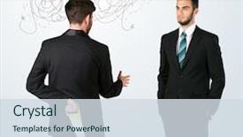  Presentation with weapon - Beautiful PPT theme featuring deal devil - ruthless businessman hiding a weapon backdrop and a  colored foreground