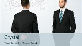  Presentation with weaving - Cool new PPT theme with deal devil - ruthless businessman hiding a weapon backdrop and a  colored foreground