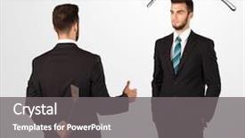  Presentation with weapon - Amazing slide set having deal devil - ruthless businessman hiding a weapon backdrop and a  colored foreground