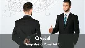  Presentation with weaving - Slide set enhanced with deal devil - ruthless businessman hiding a weapon background and a  colored foreground