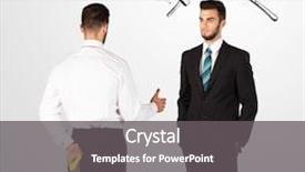  Presentation with weapon - Amazing slide set having deal devil - ruthless businessman hiding a weapon backdrop and a  colored foreground