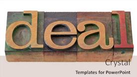  Presentation with color blocks - PPT theme featuring deal-word-in-vintage-wooden background and a  colored foreground