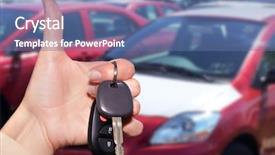  Presentation with car dealer - PPT layouts with dealer hand with a car background and a ocean colored foreground