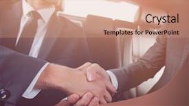  Presentation with car sales - Presentation theme with auto sales meeting - handshake of business partners sitting background and a coral colored foreground