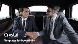  Presentation with car sales - Colorful presentation theme enhanced with auto sales meeting - handshake of business partners sitting backdrop and a wine colored foreground