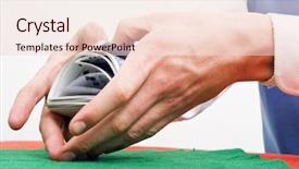  Presentation with poker - Cool new PPT theme with dealer's hands shuffling cards backdrop and a lemonade colored foreground