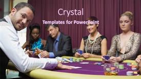 Presentation with poker - Presentation design having dealer-smiling-at-poker-game background and a tawny brown colored foreground