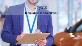  Presentation with car dealer - Audience pleasing slide deck consisting of dealer stands near a new car in the showroom backdrop and a light blue colored foreground