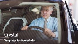  Presentation with car dealer - Cool new PPT theme with dealers - business man sitting backdrop and a dark gray colored foreground