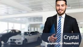  Presentation with car dealer - Cool new theme with dealers - car dealer smiling backdrop and a ocean colored foreground