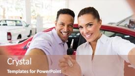  Presentation with selfie - PPT theme featuring dealership after bought new background and a coral colored foreground