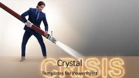  Presentation with crisis - Colorful presentation theme enhanced with dealing with crisis and recession backdrop and a coral colored foreground