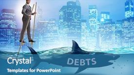  Presentation with businessman loses - Slide set having dealing with loans and debts background and a teal colored foreground