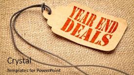  Presentation with year end - Beautiful slide deck featuring deals sign - a paper price backdrop and a coral colored foreground
