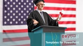  Presentation with certificate - Presentation theme consisting of dean-giving-a-speech background and a ocean colored foreground