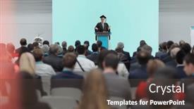  Presentation with audience - Theme having dean-giving-a-speech background and a tawny brown colored foreground