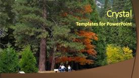  Presentation with green tree - Colorful PPT theme enhanced with dearness - tree with bright red leaves backdrop and a tawny brown colored foreground