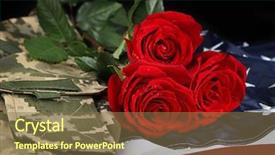  Presentation with roses - Cool new presentation theme with death anniversary - red roses on american flag backdrop and a tawny brown colored foreground