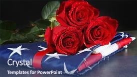  Presentation with anniversary - PPT theme with death anniversary - red roses on american flag background and a ocean colored foreground