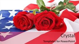  Presentation with death - Theme with death anniversary - roses and american flag closeup background and a red colored foreground