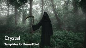  Presentation with black death - Slide set consisting of death in a black hoodie background and a tawny brown colored foreground