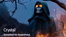  Presentation with black death - Slide deck with death in black hoodie background and a wine colored foreground