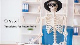  Presentation with death - PPT layouts with death note - skeleton businessman working background and a lemonade colored foreground