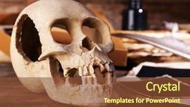  Presentation with skull - Colorful slide deck enhanced with death note - still life with human skull backdrop and a tawny brown colored foreground
