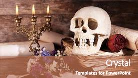  Presentation with skull - Amazing PPT theme having death note - still life with human skull backdrop and a coral colored foreground