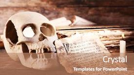  Presentation with skull - PPT theme with death note - still life with human skull background and a coral colored foreground