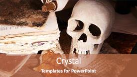  Presentation with note book - Slide set consisting of death note - still life with human skull background and a red colored foreground