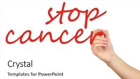  Presentation with cancer - Presentation theme featuring death note - stop cancer hand writing background and a white colored foreground