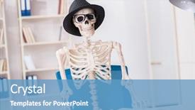  Presentation with skeleton - Presentation featuring death note - student skeleton preparing for exams background and a teal colored foreground