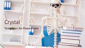  Presentation with test exam student - Colorful presentation design enhanced with death note - student skeleton preparing for exams backdrop and a lemonade colored foreground