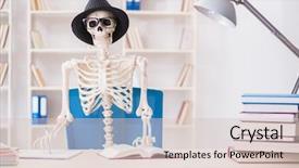  Presentation with test exam student - Theme with death note - student skeleton preparing for exams background and a lemonade colored foreground