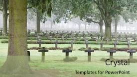  Presentation with cemetery - Cool new PPT theme with death row - crosses at cemetery in autumn backdrop and a mint green colored foreground
