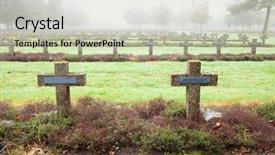 Presentation with stone cross all things work together - Slides enhanced with death row - crosses at cemetery in autumn background and a mint green colored foreground