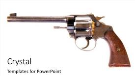  Presentation with police shooting a pistol - Colorful slide set enhanced with death row - genuine 22 caliber colt police backdrop and a white colored foreground