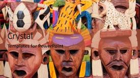  Presentation with rustic wood wooden frame - PPT theme having death row - mexican wooden carved masks background and a red colored foreground