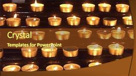  Presentation with lit candles - Audience pleasing PPT theme consisting of death row - votive candles lit in church backdrop and a tawny brown colored foreground