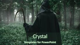  Presentation with dark forest - Beautiful slide deck featuring death with a scythe backdrop and a tawny brown colored foreground