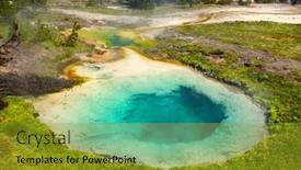  Presentation with yellowstone - Slide set enhanced with deatiled-photo-of-bluebell-pool background and a gold colored foreground
