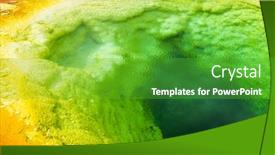  Presentation with yellowstone - Amazing PPT theme having deatiled-photo-of-morning-glory backdrop and a shamrock green colored foreground